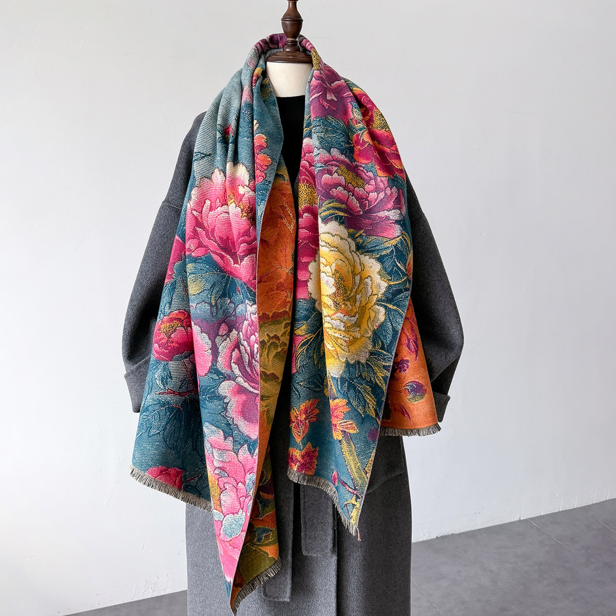 Cashmere Pashmina Wrap - Écharpe chaude en cachemire pour femme,