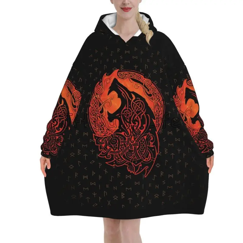 Sherpa Hoodie Fleece - Viking loup noeud Fenrir portable couverture