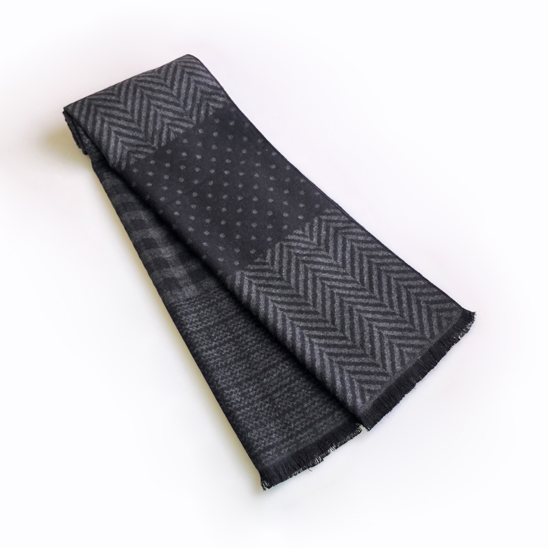 Wool Scarf Men - Écharpe en cachemire avec pompon pour